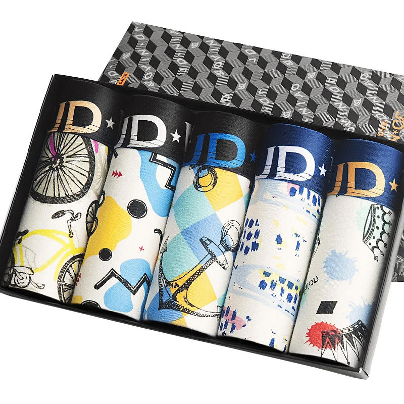 Description Picture 4 of item5Pcs/Lot Men Underpants Fashion Trend Boxer Shorts Solid Color Underwear Summer 100% Cotton Breathable Mid Waist Men Panties