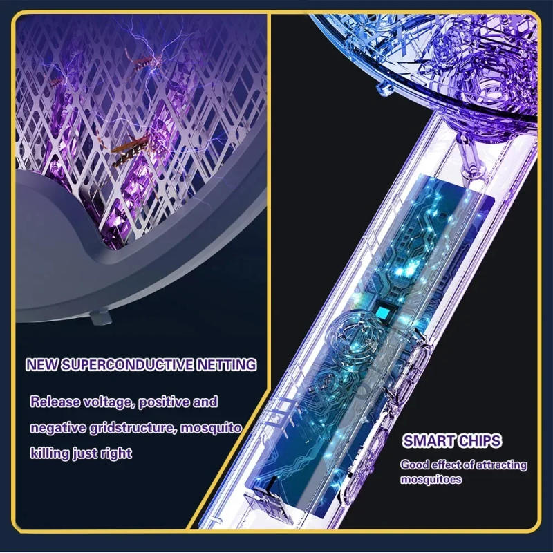 Description Picture 4 of itemUSB Rechargeable Foldable Electric Mosquito Swatter 3500V Killer Fly Swatter Trap 4 IN 1 Insect Killer With UV Light Bug Zapper