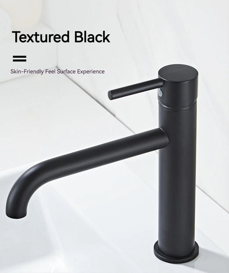 Description Picture 2 of itemBlack Painted Modern Minimalist Bathroom Single Handle Sitting Mixing Basin Metal Taps Accessories Bath Mixer Washbasin Sink Tap