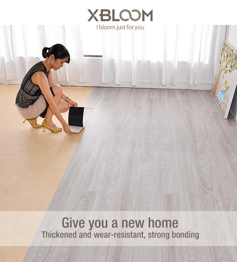Description Picture 2 of item10pc Self-adhesive Wood Grain Floor Wall Sticker Modern Style PVC Living Room Toilet Kitchen Home Floor Decor Waterproof Sticker