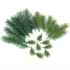 10/20pcs Artificial Pine Needles Green Fake Plants Branches Christmas Tree Decoration Xmas DIY Wreath Bouquet Gifts Box for Home
