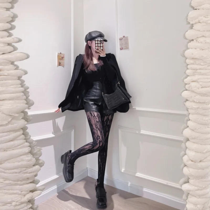 Description Picture 2 of itemFashion Lace Tights Floral Vine Pattern Pantyhose Slim Fit Sexy Gothic Punk Mesh Fish Net Body Stockings