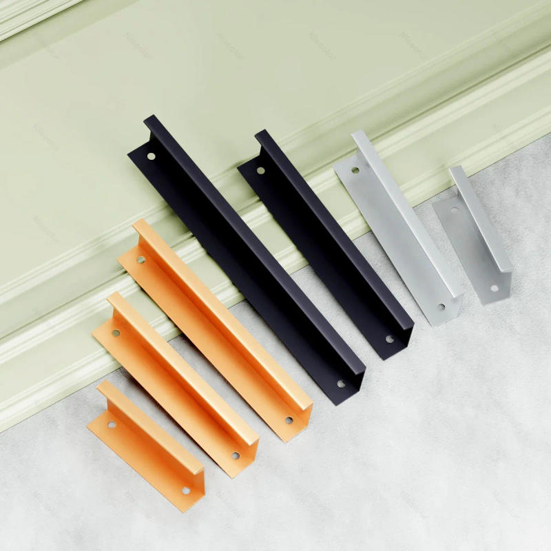 Description Picture 3 of itemBlack Hidden Cabinet Handles Aluminum Alloy Kitchen Handles Cupboard Door Pulls Drawer Knobs Long Furniture Handle Hardware