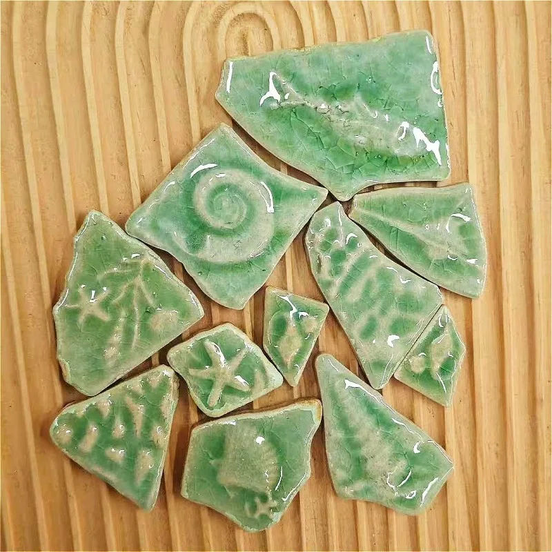 Description Picture 5 of item100g Irregular Ceramic Mosaic Marine Plant Relief Patterned Tiles DIY Mosaic Making Stones for Craft Hobby Arts Wall Decoration