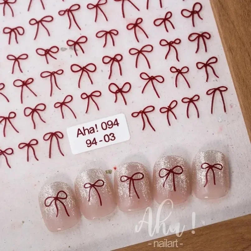 Description Picture 4 of itemBlack White Pink Mini Bowknot Design Nail Art Sticker Self Adhesive Lace Ribbons Bow Butterfly Decals Nail Art Decoration