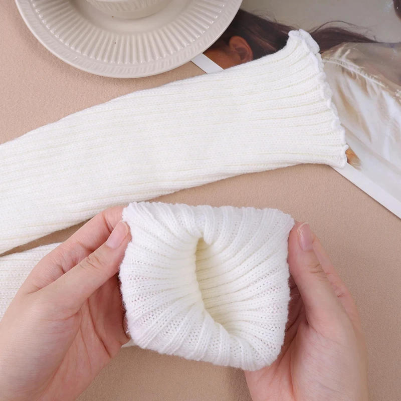 Description Picture 5 of item1Pair High-quality Foot Warmers JK Bubble Socks JK Lolita Leg Warmer Y2K Punk Gothic Knitted Foot Cover Crochet Socks Boot Cuffs