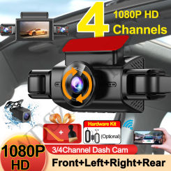 4 Channels 360° Car Dash Cam WIFI Video Recorder 1080P Car DVR 24H Parking Monitor Front Right Rear View Night Vision Black Box