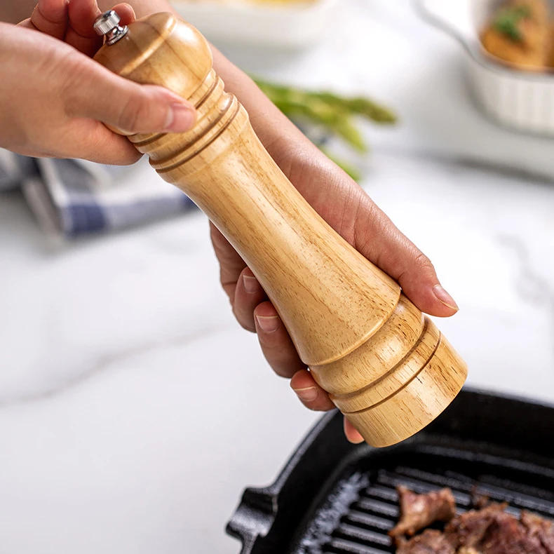 Description Picture 6 of item5/8/10 Inch Solid Wood Salt and Pepper Mills Spice Grain Grinder with Adjustable Ceramic Grinding Core Kitchen Tools Mills