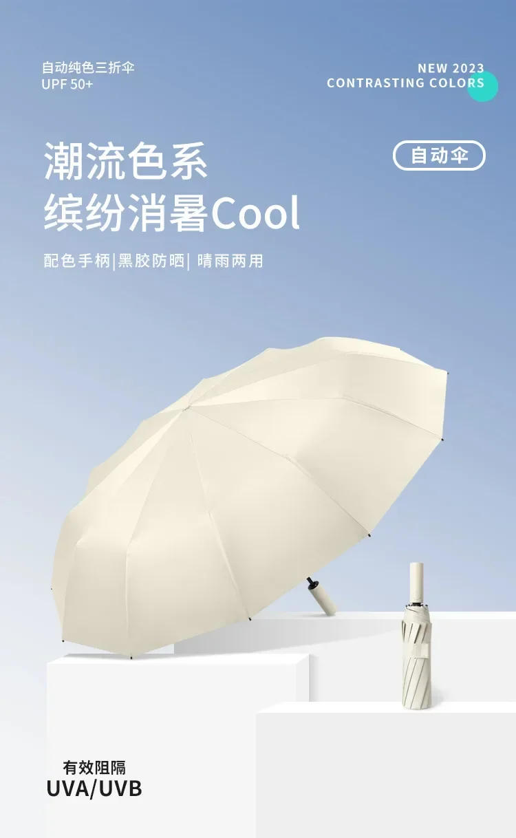 Description Picture 2 of itemWindproof Automatic Umbrella 36 Bone Super Strong Sunshade Uv Protection Folding Sunproo Anti-Storm Large Size Reverse Rain Gear