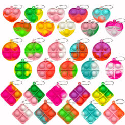 20Pcs Mini Pop Keychain Toddler Sensory Fidget Toys Bulk for Classroom Prizes Kids Birthday Party Favors Goodie Bag Stuffers