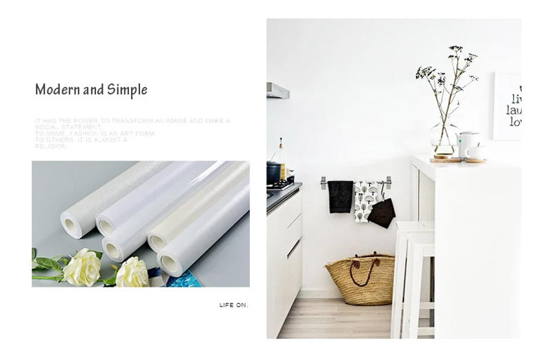 Description Picture 3 of itemPure White Wallpaper Self-Adhesive Waterproof Moisture-Proof Paint Kitchen Wall Stickers Cabinet Table Furniture Decoration Film