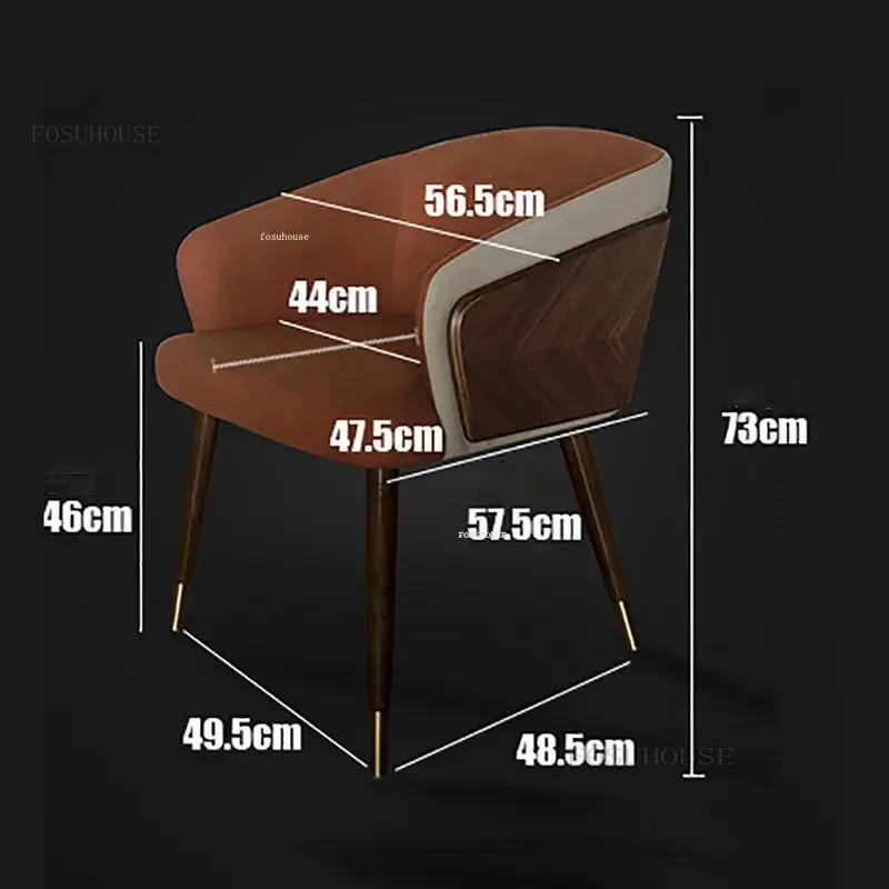 Description Picture 3 of itemNordic Solid Wood Dining Chairs for Kitchen Modern Dining Room Furniture Home Backrest Armchair Leisure Fabric Restaurant Chair