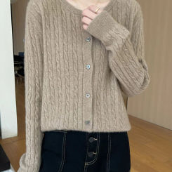 Early Autumn Boutique Knit Cardigan Round Neck Thin Casual Fashion Loose Comfortable Long Sleeve Cardigan For Women-ZD3001