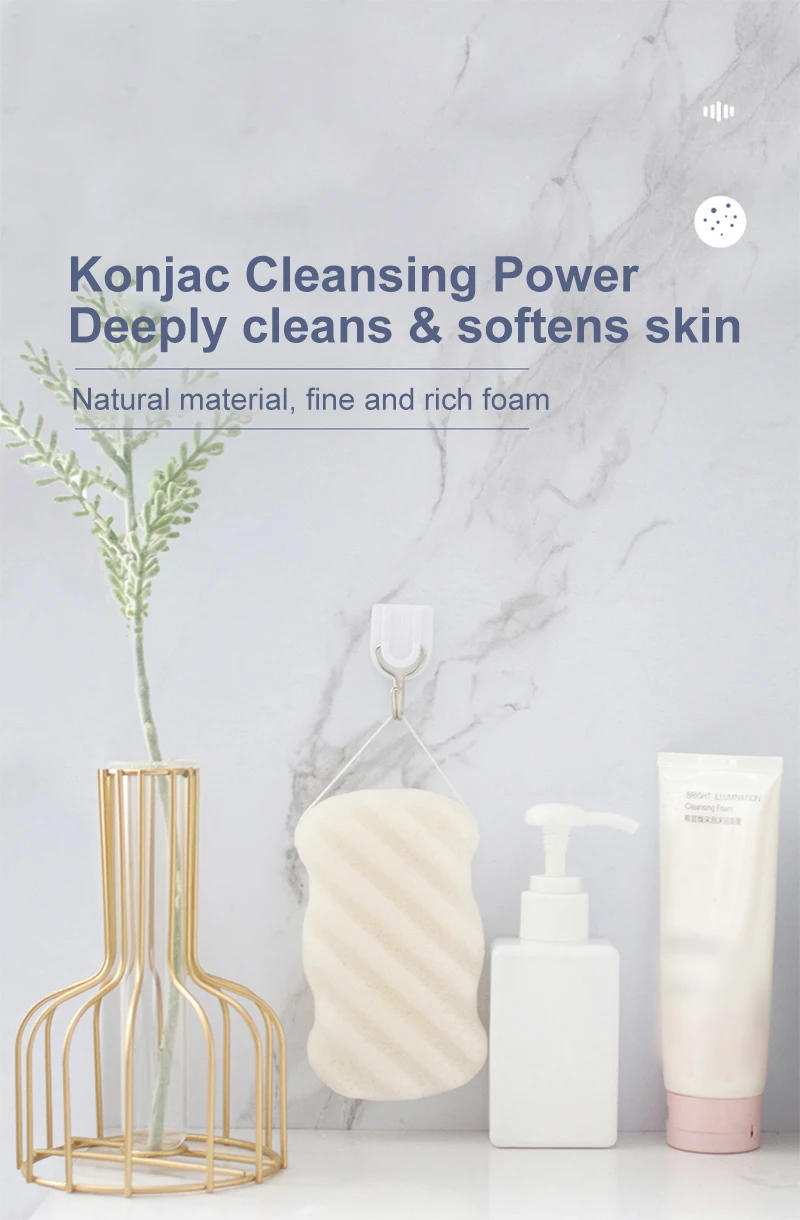 Description Picture 2 of itemBrainbow Face Washing Sponge Konjac Wash Face Puff Large Foaming Deep Cleansing Horny Belt Lanyard Makeup Cleansing Puff