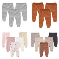 3/5Pieces Newborn Solid Color Baby Girl Trousers 0-24M Cotton Baby Boy Pants Autumn Print Cartoon Spring Bebes