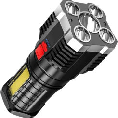 5LED high-power LED flashlight rechargeable camping spotlight with side lights, 3 lighting modes suitable for outdoor camping