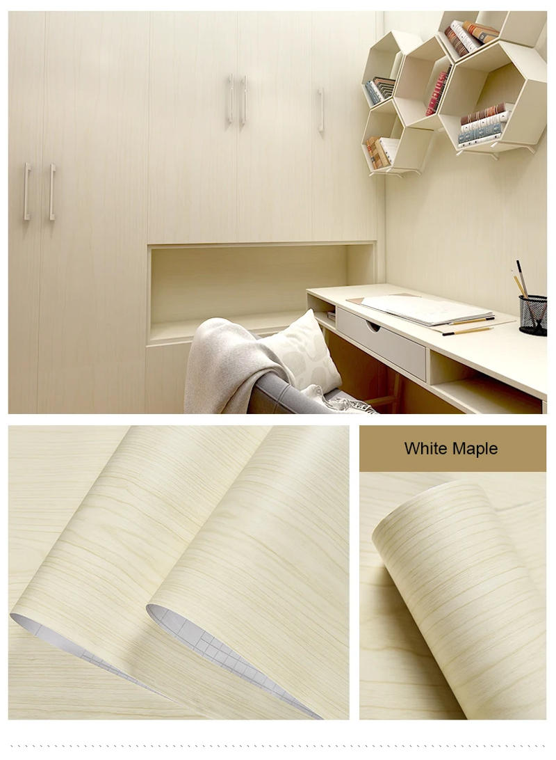 Description Picture 5 of itemWood Pattern Stickers Self-Adhesive Wallpaper Waterproof Background Wall Kitchen Cabinets Table Old Furniture Refurbished Film