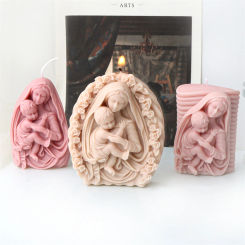 Virgin Mary Baby Silicone Candle Mold 3D Madonna Statue Concrete Gypsum Making Kit DIY Scented Candle Mold Mother's Day Gifts