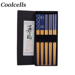5Pairs Japanese Bamboo Chopsticks for Sushi Non-Slip Food Sticks Hot Pot Reusable Chinese Chopsticks Tableware Kitchen Tools
