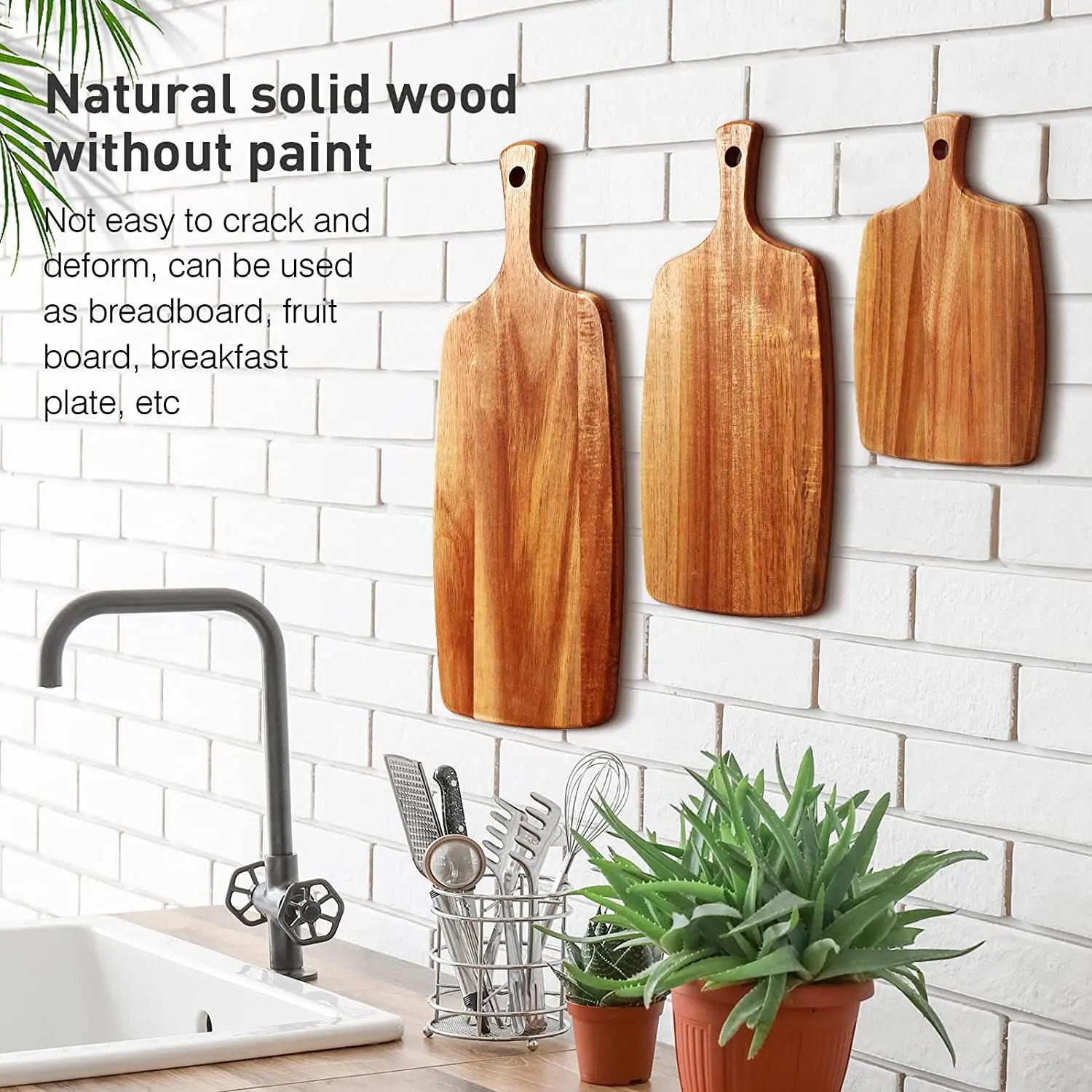 Description Picture 3 of itemSolid Wood Chopping Blocks Cutting Board Kitchen Fruit Deli Board Portable Cheese Boards for Home Outdoor Camping Picnic