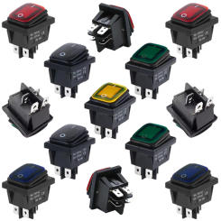 2Pcs KCD4 Waterproof Seal Switch Rocker Switch 4Pin ON-OFF Kcd4 Push Button Switch with LED Light Lamp16A 12V 220V