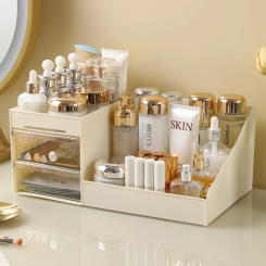 NEW Transparent Drawer Style Makeup Box,Dormitory Organizer Plastic Cosmetics Skincare Dressing Table Desktop Storage Box
