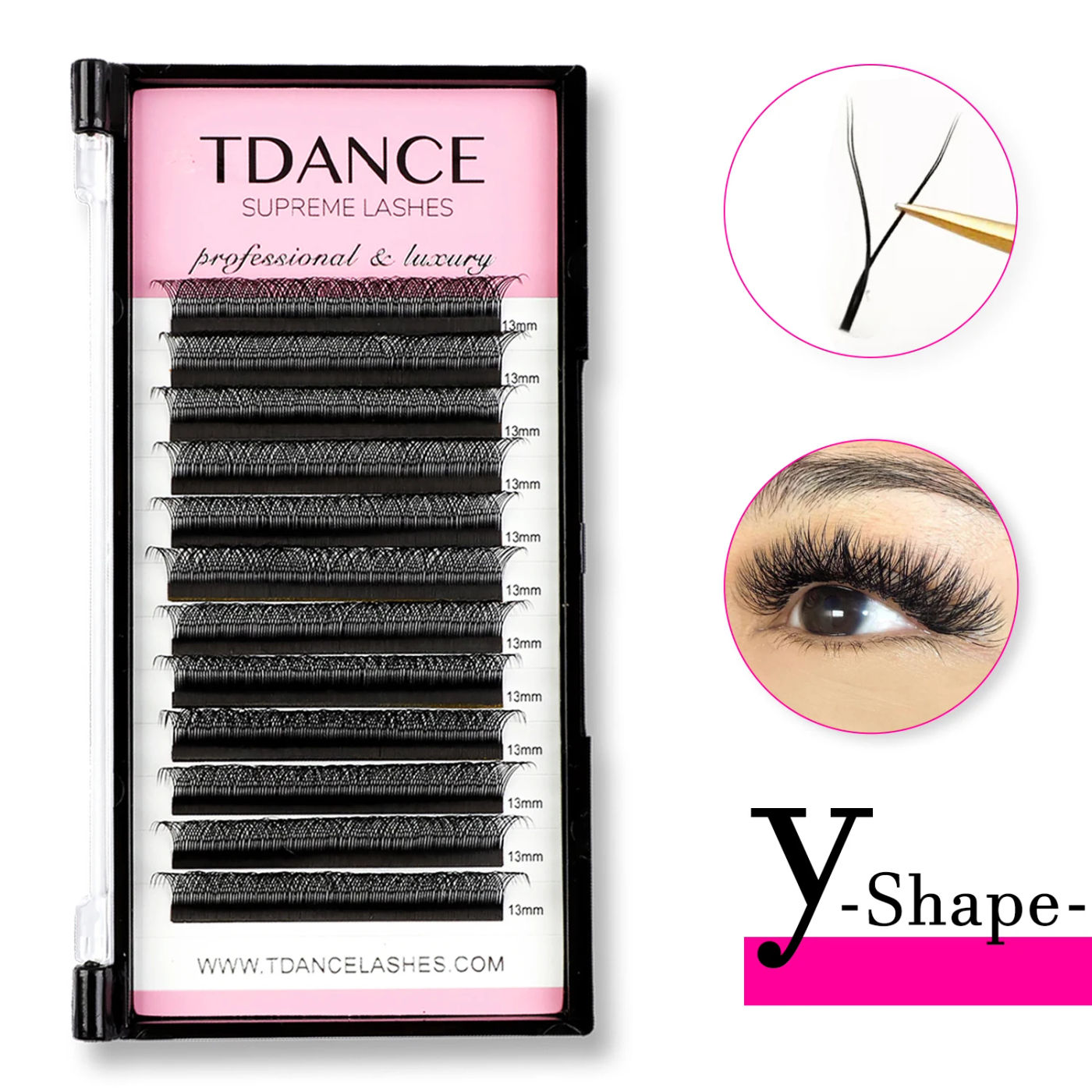 Description Picture 2 of itemTDANCE 8-15MIX YY Shape Hand Woven Premium Mink Soft Light Natural Eyelashes Extension Makeup Mesh Net Cross False Eyelash