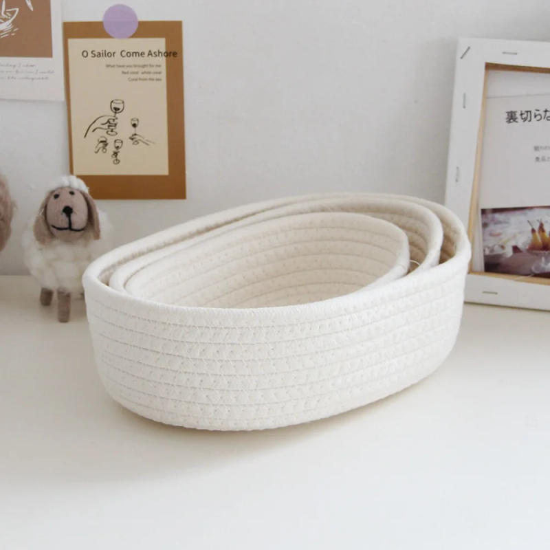 Description Picture 5 of itemHand Woven Storage Basket Storage Box Desktop Sundries Storage Basket Cosmetics Snack Porch Cotton Thread Storage Basket Gift