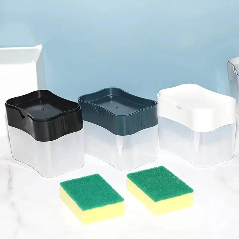 Description Picture 3 of itemAutomatic Soap Dispenser Sponge Holder Press Bottle Liquid Dishwashing Cleaning Tool with Sponge Wipe Combo Kitchen Sink Use