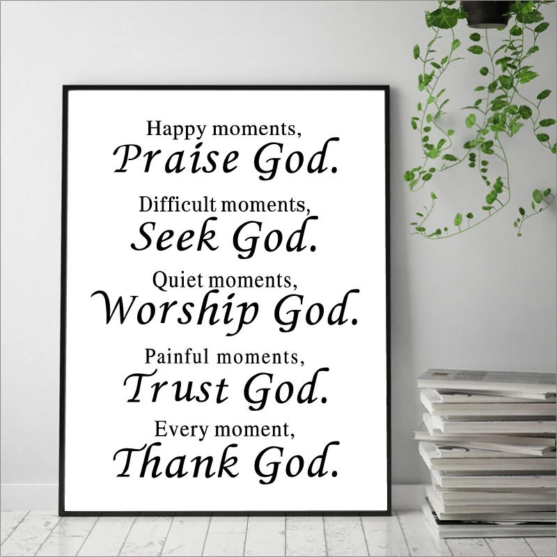 Description Picture 3 of itemEvery Moment Thank God Bible Verse Canvas Painting Posters Prints Wall Art Pictures Christian Religious Living Room Home Decor