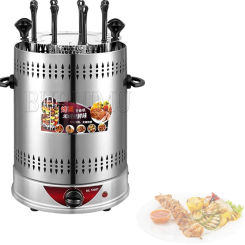 360° Automatic Revolving Vertical Grill Smokeless Barbecue BBQ Kebab Rotary Machine Rotisserie Domestic Mutton Lamb Skewer Oven