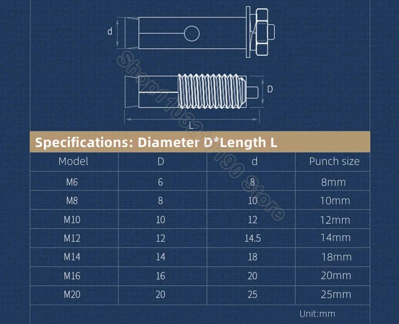Description Picture 2 of item1Pc External Built-in Expansion Screw Bolt Anchor 304 Stainless Steel Fix Bolts Sleeve Anchor for Concrete M6 M8 M10 M12 M14-M20