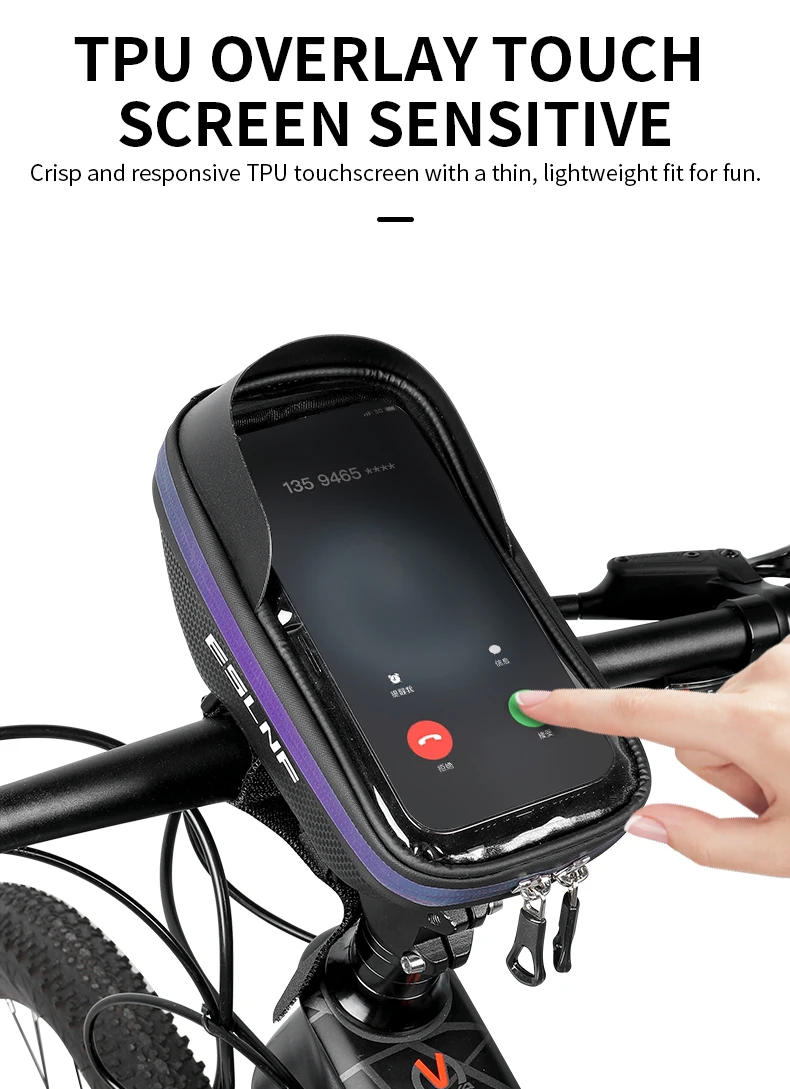 Description Picture 6 of itemBike Phone Mount Bag Bike Front Frame Handlebar Bag Waterproof Bike Phone Holder Case Bicycle Accessories Pouch