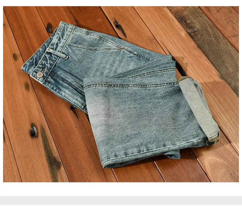 Description Picture 4 of itemSpring Autumn New Cotton Retro Washed Jeans Men Clothing Loose Casual Straight Streetwear Men Trousers AG7165