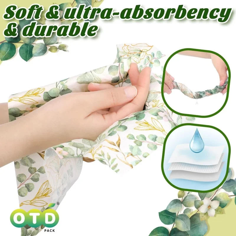 Description Picture 3 of itemEucalyptus Napkins Disposable Hand Towels for Bathroom Sage Green Leaves Gueay Dinning,Beverages or Cocktail Disposable