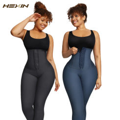 Women Shaper Leggings Demin Material Waist Trainer High Waist Stretchy Tummy Control Slimming Pants Shapewear