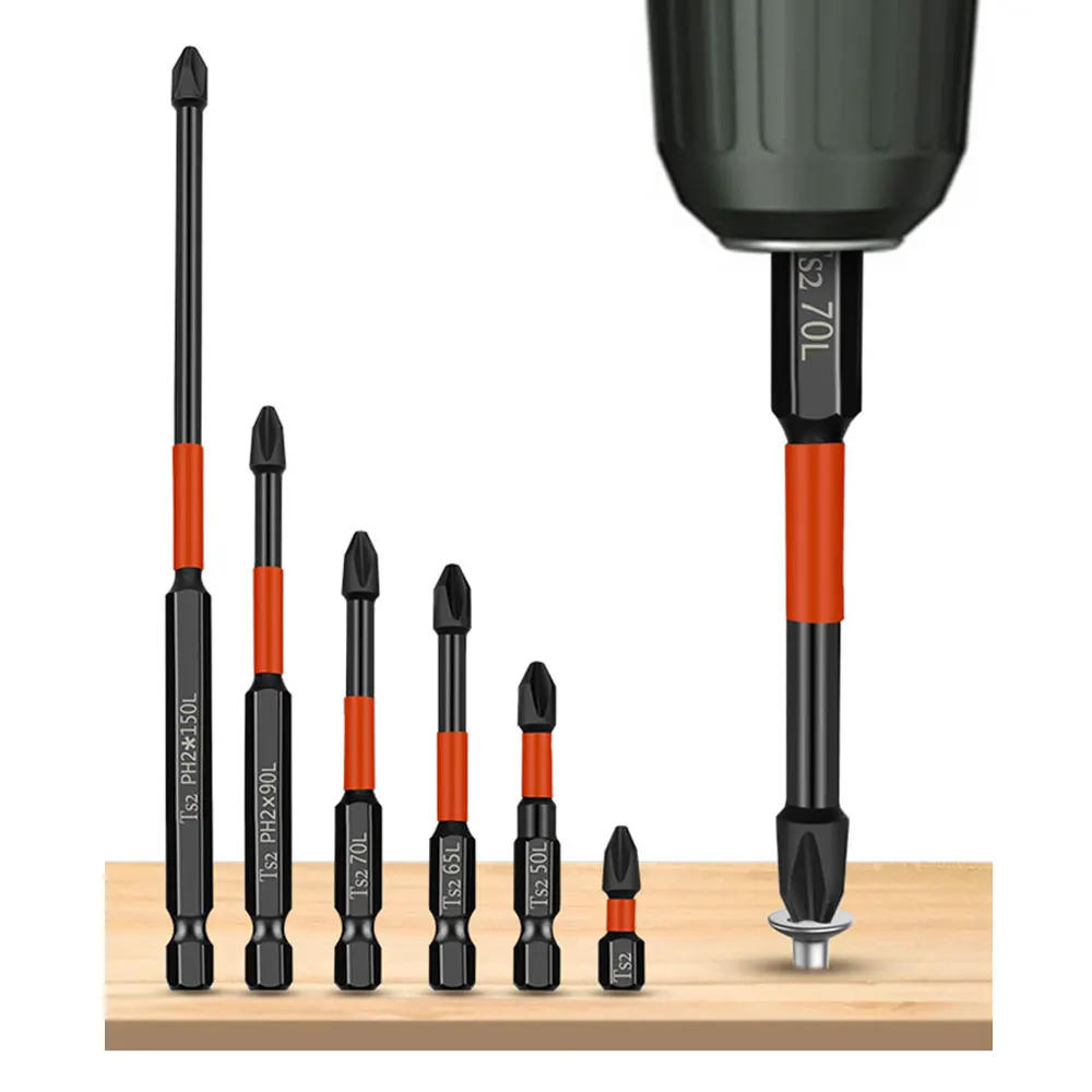 Description Picture 2 of itemBinoax 5/6Pcs PH2 Magnetic Cross Bit Set Phillips Impact Batch Head Hardness Screwdriver Bit Screw Driver Hand Tools