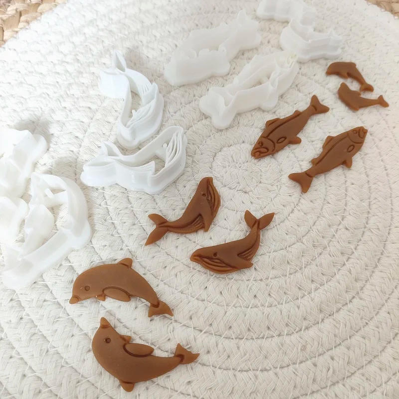 Description Picture 4 of itemFish Series Earrings Polymer Clay Cutter Dolphin Whale Sardines Pottery Mold DIY Jewelry Pendant Shape Pressed Clay Tools