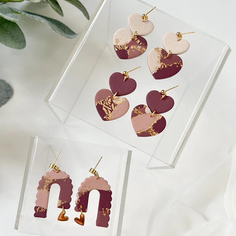 Description Picture 4 of itemSoft Pottery Polymer Clay Cutters Loves Heart Earrings Clay Molds INS French Earrings Jewelry Making Embossing Modeling Tools