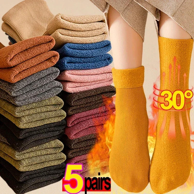 Description Picture 4 of itemWomen Men Winter Socks Warm Thicken Thermal Snow Boots Floor Socks Soft Velvet Cashmere Sock Sleep Solid Color Home Floor Socks
