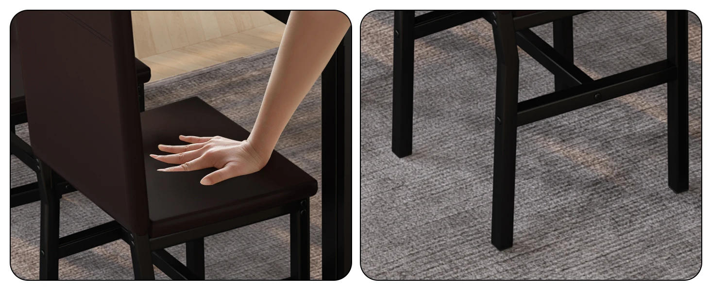 Description Picture 5 of itemDining Table Set for 4, 5 Piece Kitchen Table Set with PU Leather Chairs Space-Saving Faux Marble Dining Room Table Set for 4