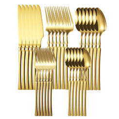 20/30/40Pcs Gold Dinnerware Set Stainless Steel Cutlery Set Fork Knife Spoon Flatware Tableware Kitchen Silverware Set