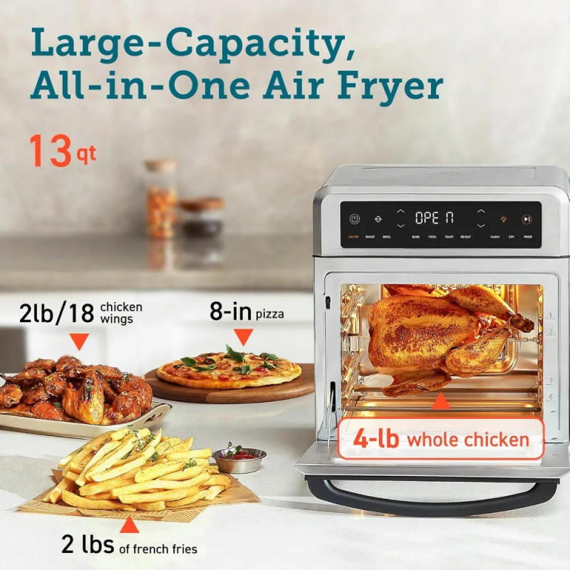 Description Picture 4 of item11-in-1 Air Fryer Oven , 13Qt Small Footprint Airfryer combo with Rotisserie, Toast, Bake, Roast, Reheat Functions and more