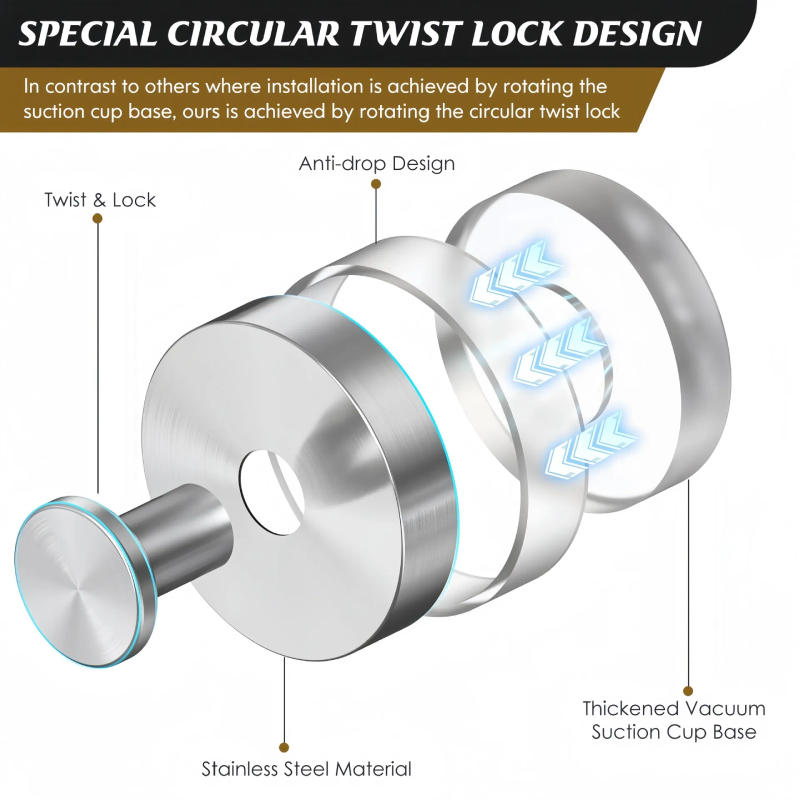 Description Picture 4 of itemSuction Cup Hooks for Shower, Bathroom Shower Suction Hooks for Windows, Glass, Mirror, Towel Hook for Hanging.