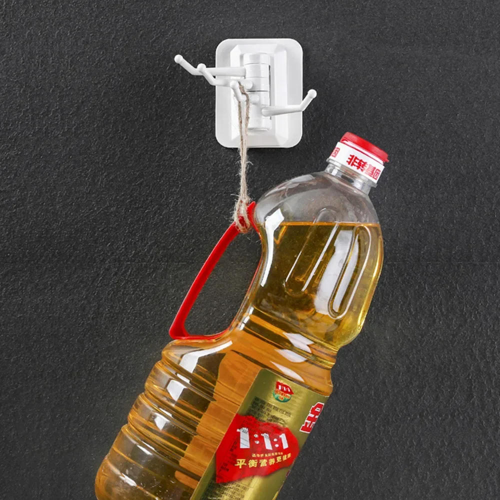 Description Picture 5 of itemRotary 4-Hook Kitchen Bathroom Wall Rack Towel Rack Without Screw and Trackless Sticking Hook for Kitchen Bathroom