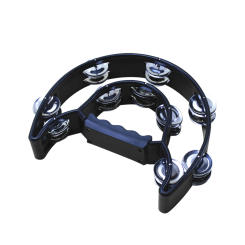 Double Row Handheld Tambourine Metal Jingles Hand Held Plastic Musical Percussion Drum Half Moon Hand Bell for Adults Kids KTV