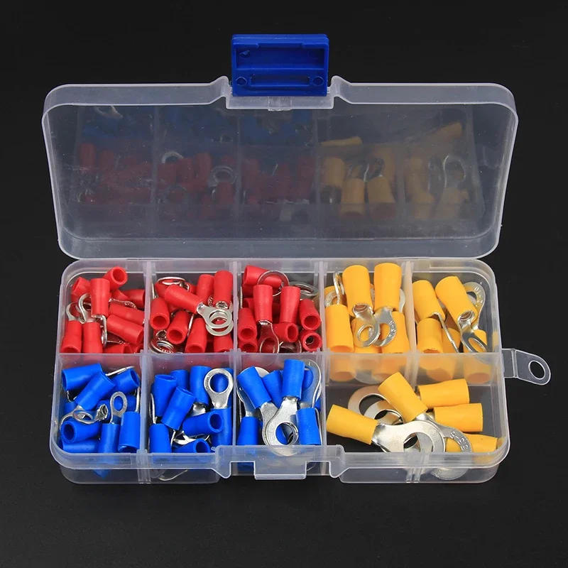 Description Picture 2 of item128Pcs Insulated Ring Terminal Crimp Connector Kit Ring Cable Wire Connectors Cord Pin End Butt Terminals RV1.25 RV2 RV5.5