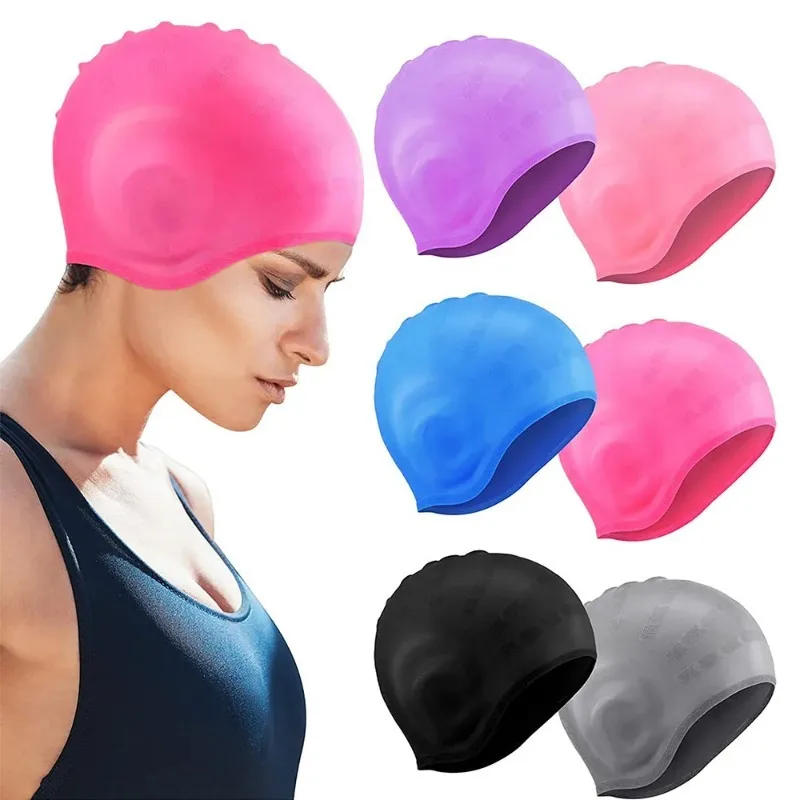 Description Picture 2 of itemSilicone Swimming Cap for Men Women with Ear Protection Diving Bathing Hats Beach Pool Caps Swimming Accessories Water Games