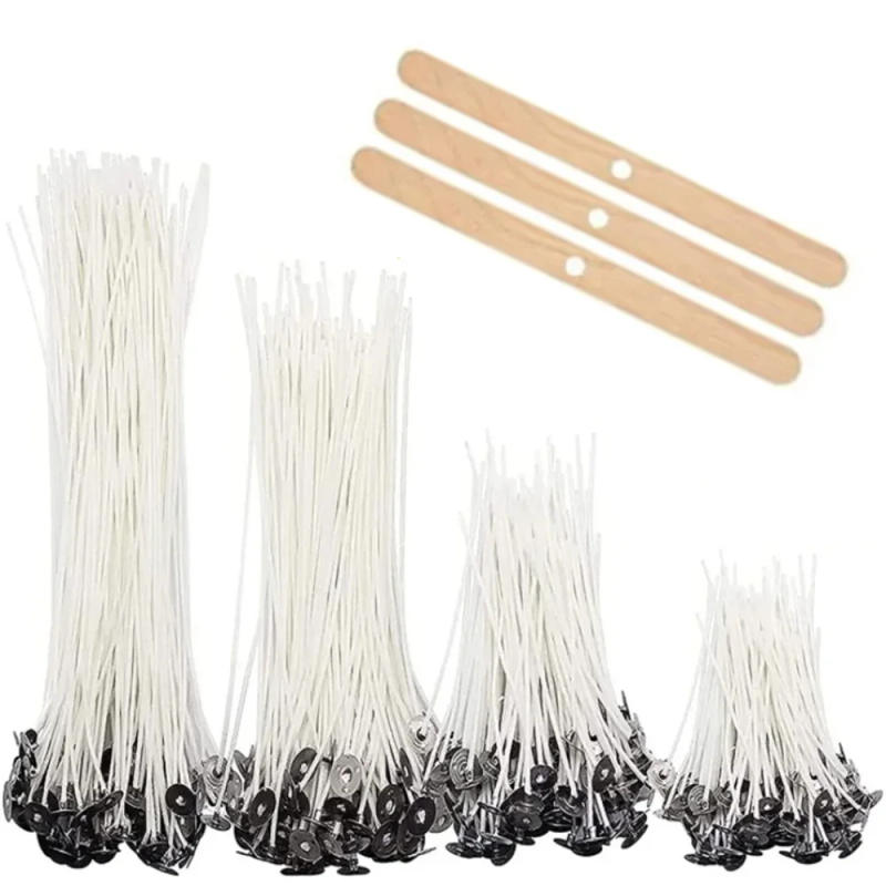 Description Picture 2 of item53pcs Candle Wicks Holder Waxed Cotton Candle Wicks Set with Stand Original Smokeless Candle Wicks Soy Oil Wax Core Woven Making