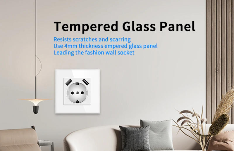 Description Picture 5 of itemUBARO EU 82*82mm White Glass Panel Wall Socket Adapter Electrical Outlets For Round Box Pop Built-in Socekts Power Plug 250V 16A